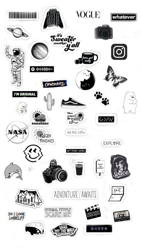 Top 10 aesthetic black and white stickers ideas and inspiration